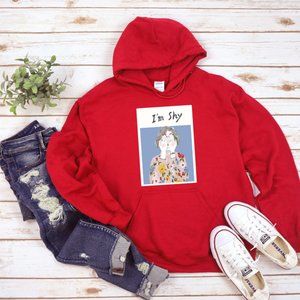 I m shy red hoodie,